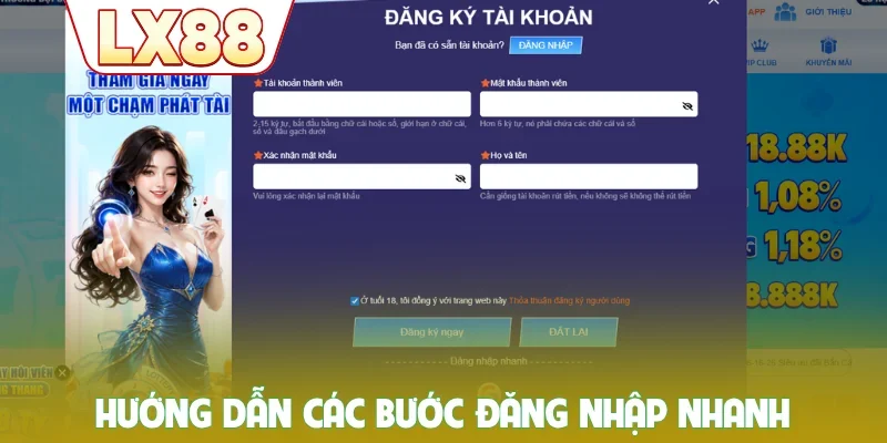 Hướng dẫn các bước đăng nhập nhanh